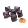 Dice>Gemini 15mm 8 Sided D8 Chessex Dice, 6 Pieces - Black-Purple with Gold - Your Source for Gaming Essentials