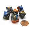 Dice>Gemini 15mm 8 Sided D8 Chessex Dice, 6 Pieces - Blue-Orange with White - Your Source for Gaming Essentials