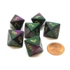 Dice>Gemini 15mm 8 Sided D8 Chessex Dice, 6 Pieces - Green-Purple with Gold - Your Source for Gaming Essentials