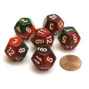 Dice>Gemini 18mm 12 Sided D12 Chessex Dice, 6 Pieces - Green-Red with White - Your Source for Gaming Essentials