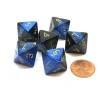 Dice>Gemini 15mm 8 Sided D8 Chessex Dice, 6 Pieces - Black-Blue with Gold - Your Source for Gaming Essentials