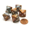 Dice>Gemini 15mm 8 Sided D8 Chessex Dice, 6 Pieces - Copper-Steel with White - Your Source for Gaming Essentials