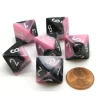 Dice>Gemini 15mm 8 Sided D8 Chessex Dice, 6 Pieces - Black-Pink with White - Your Source for Gaming Essentials