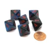 Dice>Gemini 15mm 8 Sided D8 Chessex Dice, 6 Pieces - Black-Starlight with Red - Your Source for Gaming Essentials