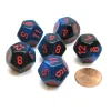 Dice>Gemini 18mm 12 Sided D12 Chessex Dice, 6 Pieces - Black-Starlight with Red - Your Source for Gaming Essentials