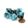 Dice>Gemini 15mm 8 Sided D8 Chessex Dice, 6 Pieces - Black-Shell with White - Your Source for Gaming Essentials