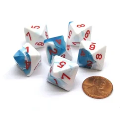 Dice>Gemini 15mm 8 Sided D8 Chessex Dice, 6 Pieces - Astral Blue-White with Red - Your Source for Gaming Essentials