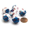 Dice>Gemini 18mm 12 Sided D12 Chessex Dice, 6 Pieces - Astral Blue-White with Red - Your Source for Gaming Essentials