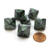 Dice>Gemini 15mm 8 Sided D8 Chessex Dice, 6 Pieces - Black-Grey with Green - Your Source for Gaming Essentials