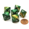 Dice>Gemini 15mm 8 Sided D8 Chessex Dice, 6 Pieces - Gold-Green with White - Your Source for Gaming Essentials