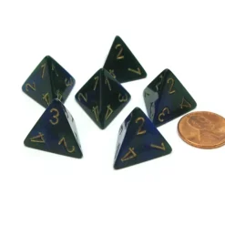 Dice>Gemini 18mm 4 Sided D4 Chessex Dice, 6 Pieces - Blue-Green with Gold - Your Source for Gaming Essentials