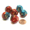 Dice>Gemini 18mm 12 Sided D12 Chessex Dice, 6 Pieces - Red-Teal with Gold - Your Source for Gaming Essentials