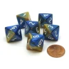 Dice>Gemini 15mm 8 Sided D8 Chessex Dice, 6 Pieces - Blue-Gold with White - Your Source for Gaming Essentials