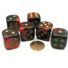 Dice>Gemini 20mm Big D6 Chessex Dice, 6 Pieces - Black-Red with Gold Pips - Your Source for Gaming Essentials