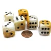 Dice>Gemini 20mm Big D6 Chessex Dice, 6 Pieces - Gold-White with Black Pips - Your Source for Gaming Essentials