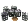 Dice>Gemini 20mm Big D6 Chessex Dice, 6 Pieces - Purple-Steel with White Pips - Your Source for Gaming Essentials