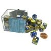 Dice-Gemini 12mm D6 Chessex Dice Block (36 Dice) - Blue-Gold with White Pips - Your Source for Gaming Essentials