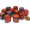 Dice>Gemini 16mm D6 Chessex Dice Block (12 Dice) - Blue-Red with Gold Pips - Your Source for Gaming Essentials