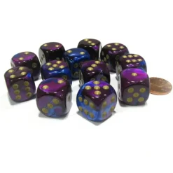 Dice>Gemini 16mm D6 Chessex Dice Block (12 Dice) - Blue-Purple with Gold Pips - Your Source for Gaming Essentials