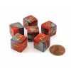 Dice>Gemini 15mm D6 Chessex Dice, 6 Pieces - Orange-Steel with Gold Numbers - Your Source for Gaming Essentials