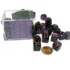 Dice>Gemini 12mm D6 Chessex Dice Block (36 Dice) - Black-Purple with Gold Pips - Your Source for Gaming Essentials