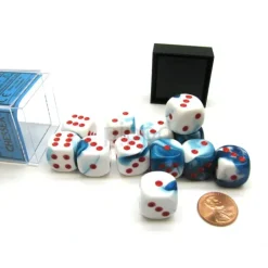 Dice>Gemini 16mm D6 Chessex Dice Block (12 Die) - Astral Blue-White with Red Pips - Your Source for Gaming Essentials