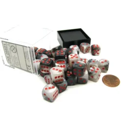 Dice>Gemini 12mm D6 Chessex Dice Block (36 Dice) - Black-White with Red Pips - Your Source for Gaming Essentials