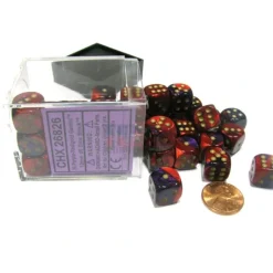 Dice>Gemini 12mm D6 Chessex Dice Block (36 Dice) - Purple-Red with Gold Pips - Your Source for Gaming Essentials