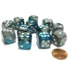 Dice>Gemini 16mm D6 Chessex Dice Block (12 Dice) - Steel-Teal with White Pips - Your Source for Gaming Essentials
