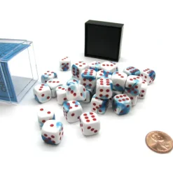 Dice>Gemini 12mm D6 Chessex Dice Block (36 Die) - Astral Blue-White with Red Pips - Your Source for Gaming Essentials