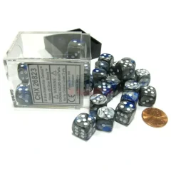 Dice>Gemini 12mm D6 Chessex Dice Block (36 Dice) - Blue-Steel with White Pips - Your Source for Gaming Essentials