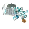 Dice>Gemini 12mm D6 Chessex Dice Block (36 Dice) - Teal-White Pips with Black Pips - Your Source for Gaming Essentials