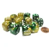 Dice>Gemini 16mm D6 Chessex Dice Block (12 Dice) - Gold-Green with White Pips - Your Source for Gaming Essentials
