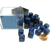 Dice>Gemini 12mm D6 Chessex Dice Block (36 Dice) - Black-Blue with Gold Pips - Your Source for Gaming Essentials