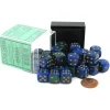 Dice>Gemini 12mm D6 Chessex Dice Block (36 Dice) - Blue-Green with Gold Pips - Your Source for Gaming Essentials