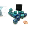 Dice>Gemini 16mm D6 Chessex Dice Block (12 Die) - Blue-Teal with Gold Pips - Your Source for Gaming Essentials