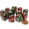 Dice>Gemini 16mm D6 Chessex Dice Block (12 Dice) - Green-Red with White Pips - Your Source for Gaming Essentials