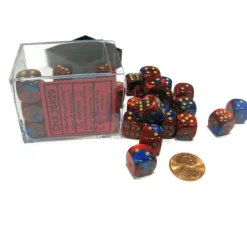 Dice>Gemini 12mm D6 Chessex Dice Block (36 Dice) - Blue-Red with Gold Pips - Your Source for Gaming Essentials