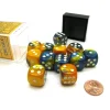 Dice>Gemini 16mm D6 Chessex Dice Block (12 Die) - Masquerade-Yellow with White Pips - Your Source for Gaming Essentials