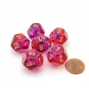Dice>Gemini 18mm D12 Dice, 6 Pieces - Translucent Red-Violet with Gold Numbers - Your Source for Gaming Essentials