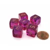 Dice>Gemini 15mm D6 Dice, 6 Pieces - Translucent Red-Violet with Gold Numbers - Your Source for Gaming Essentials