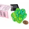 Dice>Gemini 16mm D6 Dice Block (12 Dice) - Translucent Green-Teal with Yellow Numbers - Your Source for Gaming Essentials