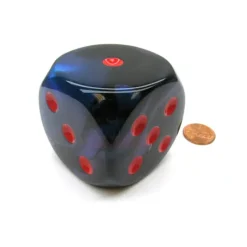 Dice>Gemini 50mm Huge Large D6 Chessex Dice, 1 Piece - Black-Starlight with Red Pips - Your Source for Gaming Essentials