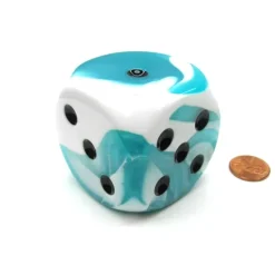 Dice>Gemini 50mm Huge Large D6 Chessex Dice, 1 Piece - Teal-White with Black Pips - Your Source for Gaming Essentials