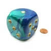 Dice>Gemini 50mm Huge Large D6 Chessex Dice, 1 Piece - Blue-Teal with Gold Pips - Your Source for Gaming Essentials