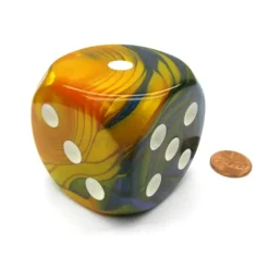 Dice>Gemini 50mm Huge Large D6 Chessex Dice, 1 Piece - Masquerade-Yellow with White - Your Source for Gaming Essentials