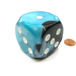 Dice>Gemini 50mm Huge Large D6 Chessex Dice, 1 Piece - Black-Shell with White Pips - Your Source for Gaming Essentials