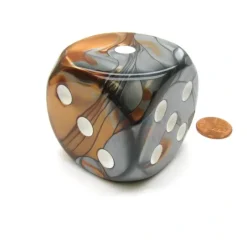 Dice>Gemini 50mm Huge Large D6 Chessex Dice, 1 Piece - Copper-Steel with White Pips - Your Source for Gaming Essentials