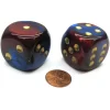 Dice>Gemini 30mm Large D6 Chessex Dice, 2 Pieces - Blue-Magenta with Gold Pips - Your Source for Gaming Essentials