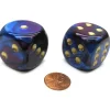 Dice>Gemini 30mm Large D6 Chessex Dice, 2 Pieces - Blue-Purple with Gold Pips - Your Source for Gaming Essentials